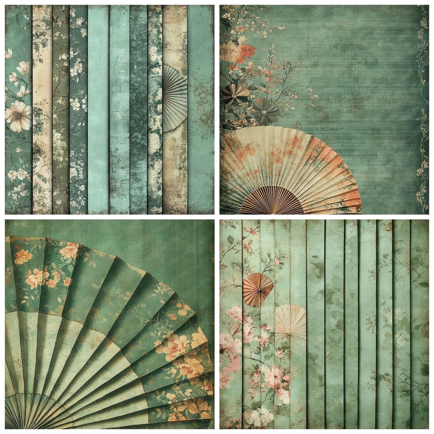 Vintage Fan Wash Digital Paper Pack (DDD004297)