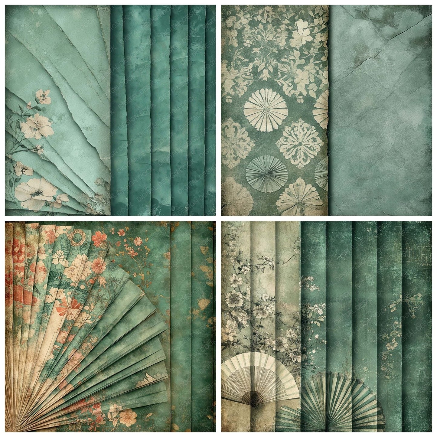 Vintage Fan Wash Digital Paper Pack (DDD004297)