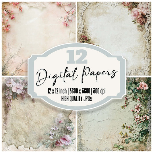 Vintage Lace Collage Digital Paper Pack (DDD004304)