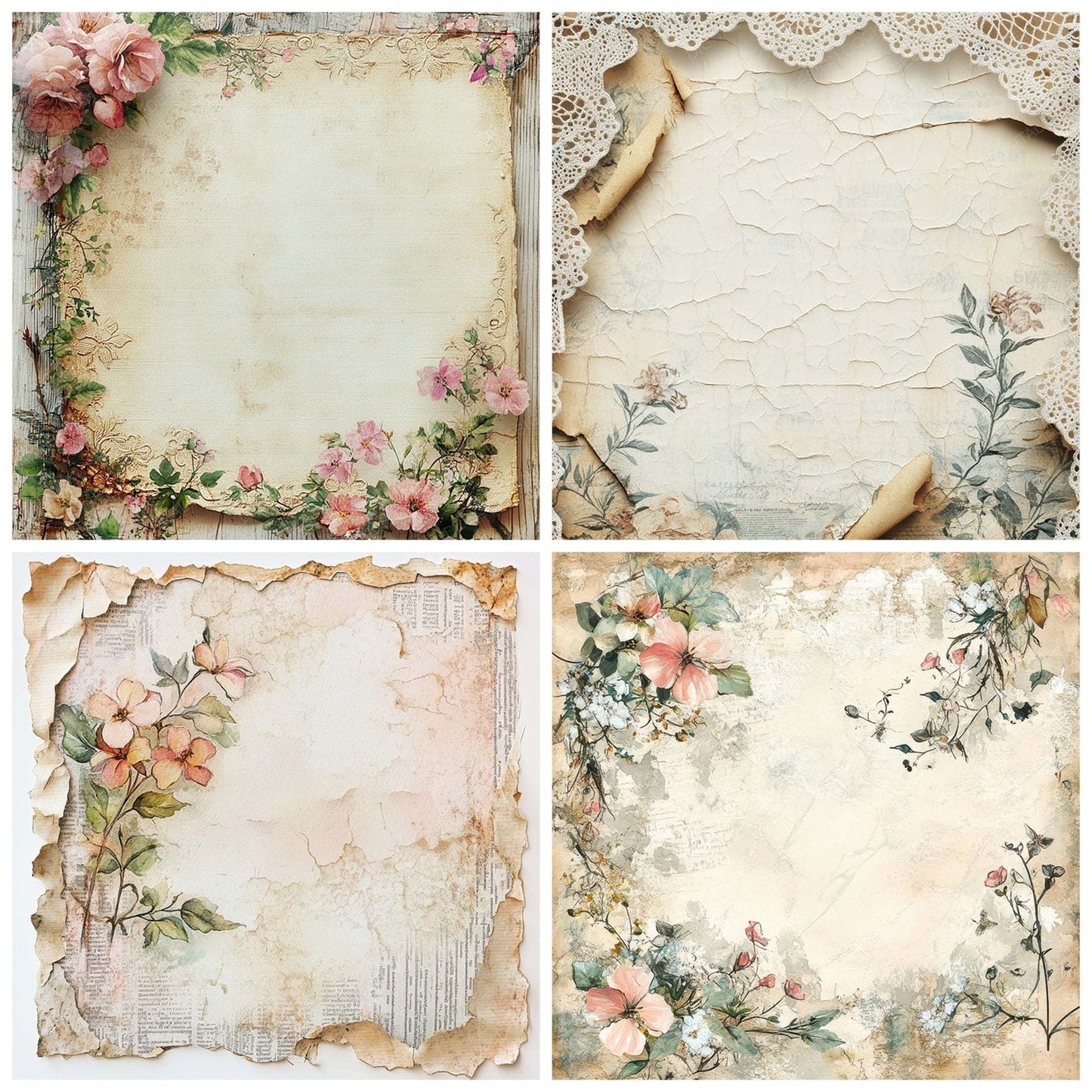 Vintage Lace Collage Digital Paper Pack (DDD004304)