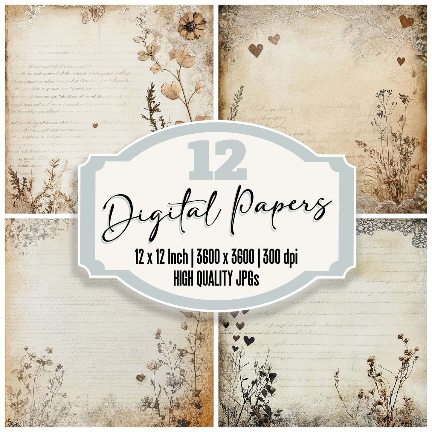 Vintage Lace Love Digital Paper Pack (DDD004305)