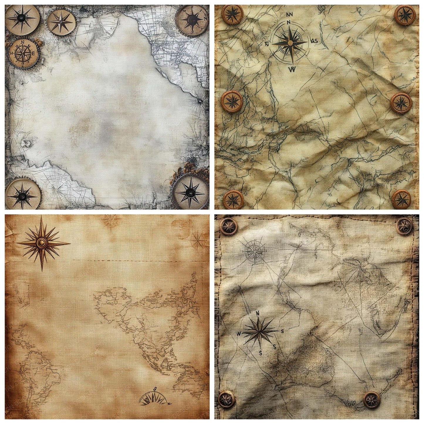 Vintage Map Canvas Background Digital Paper Pack (DDD004307)
