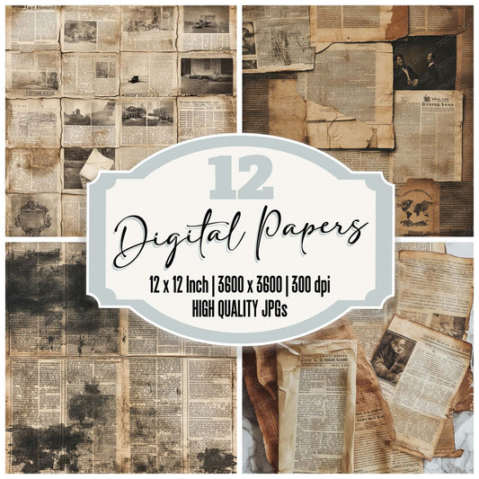 Vintage News Digital Paper Pack (DDD004308)