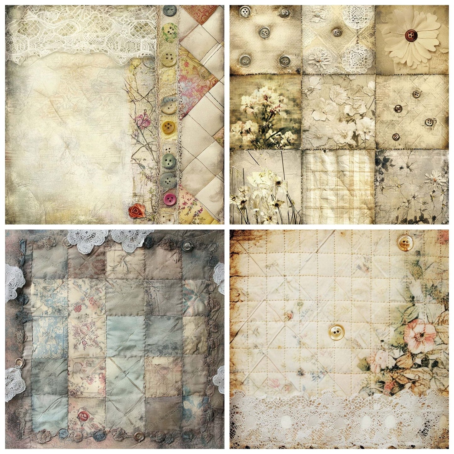 Vintage Quilted Fabric Digital Paper Digital Paper Pack (DDD004312)