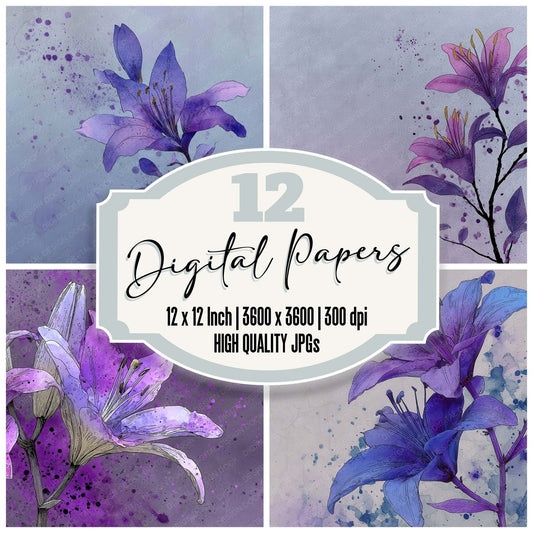 Violet Lily Blur Digital Paper Pack (DDD004323)