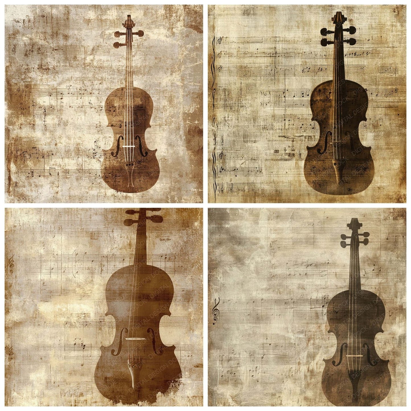 Violin Music Sheet Background Digital Paper Pack (DDD004325)