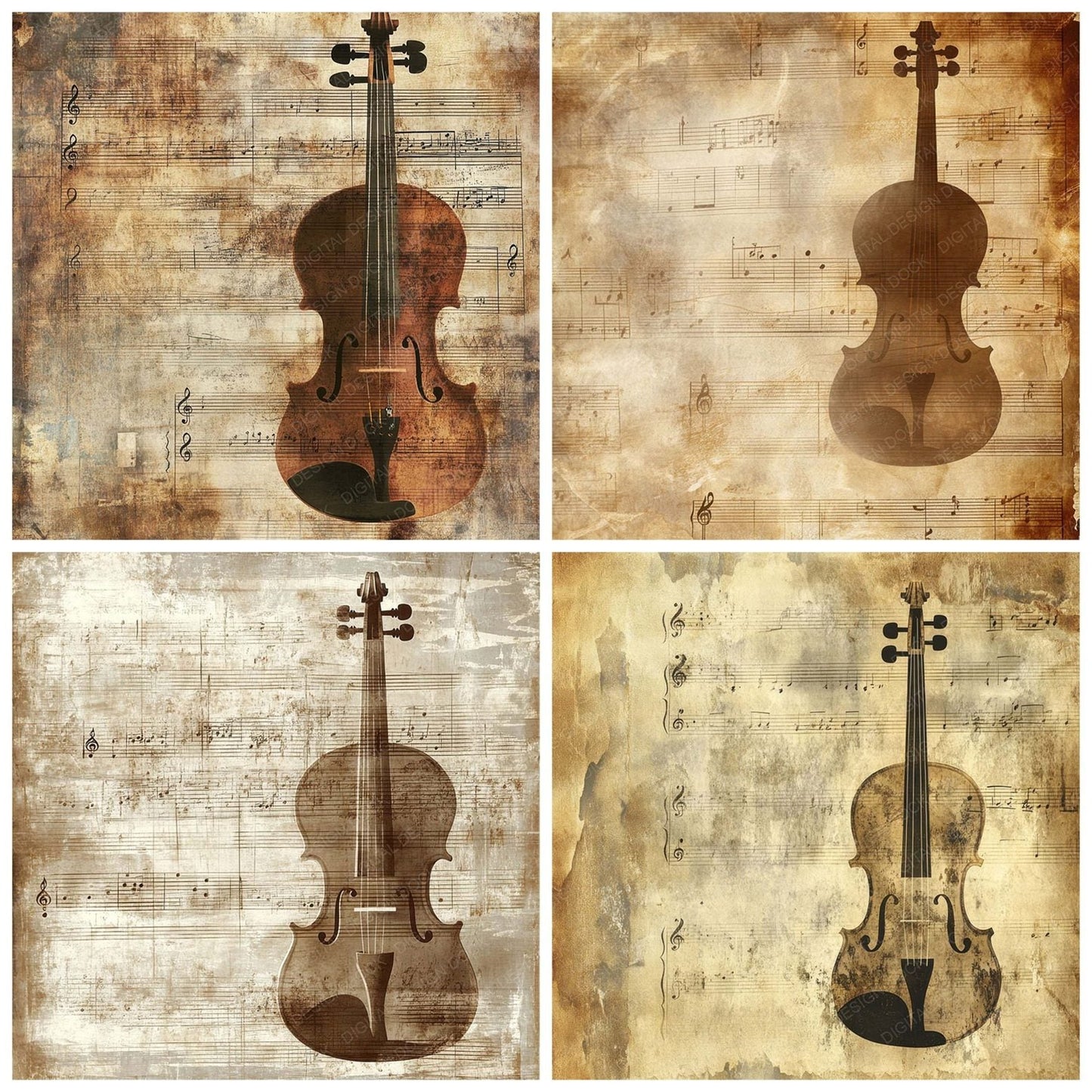 Violin Music Sheet Background Digital Paper Pack (DDD004325)
