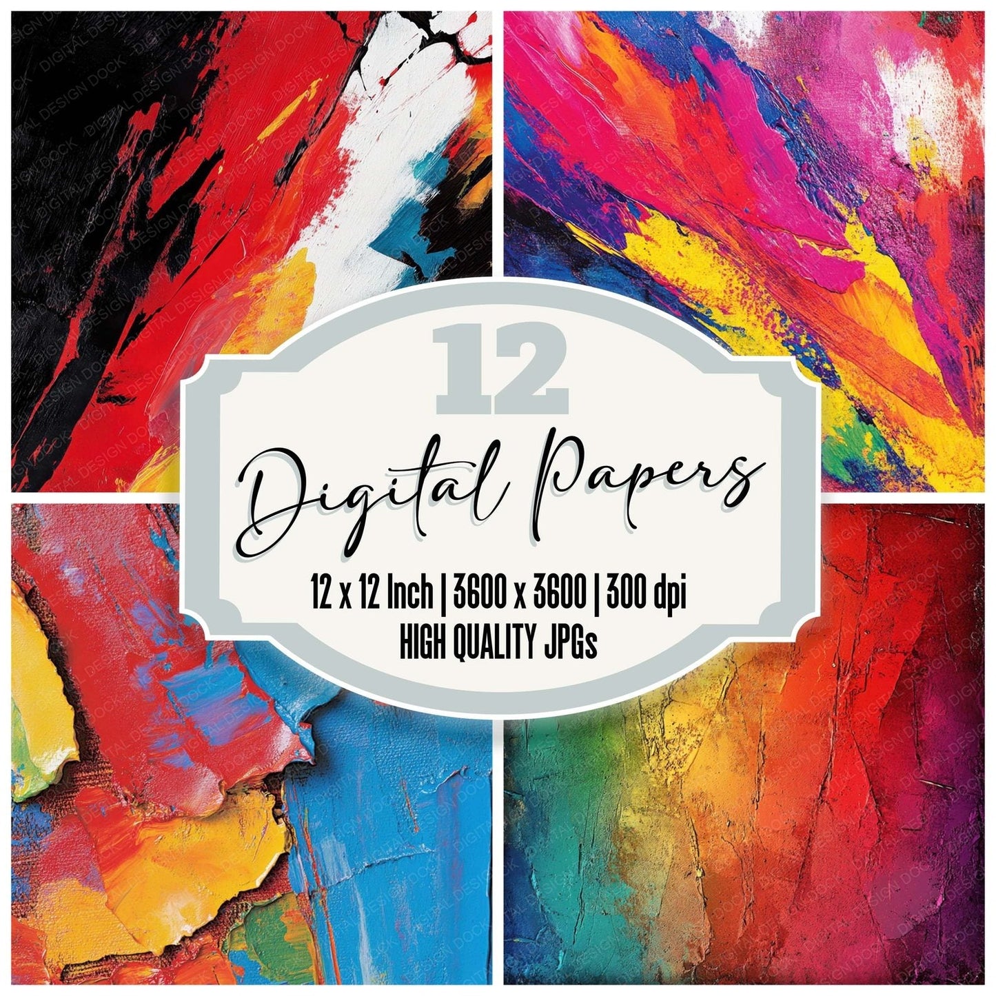 Vivid Acrylic Smears Digital Paper Pack (DDD004332)