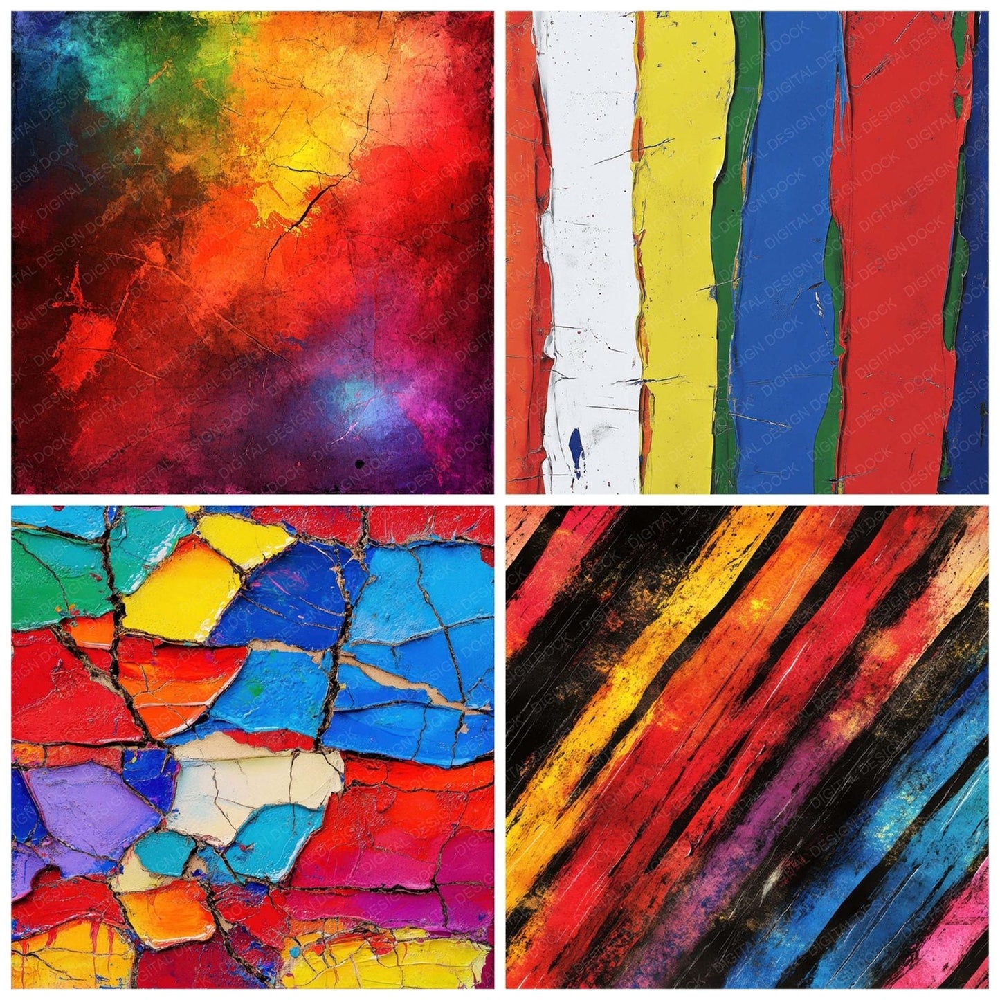 Vivid Acrylic Smears Digital Paper Pack (DDD004332)