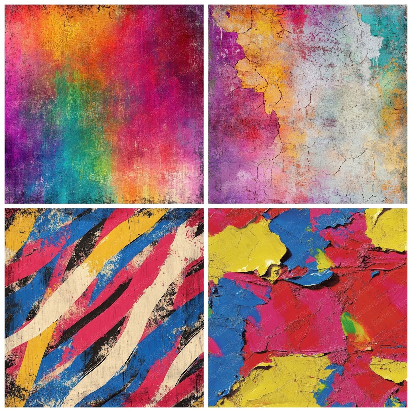 Vivid Acrylic Smears Digital Paper Pack (DDD004332)