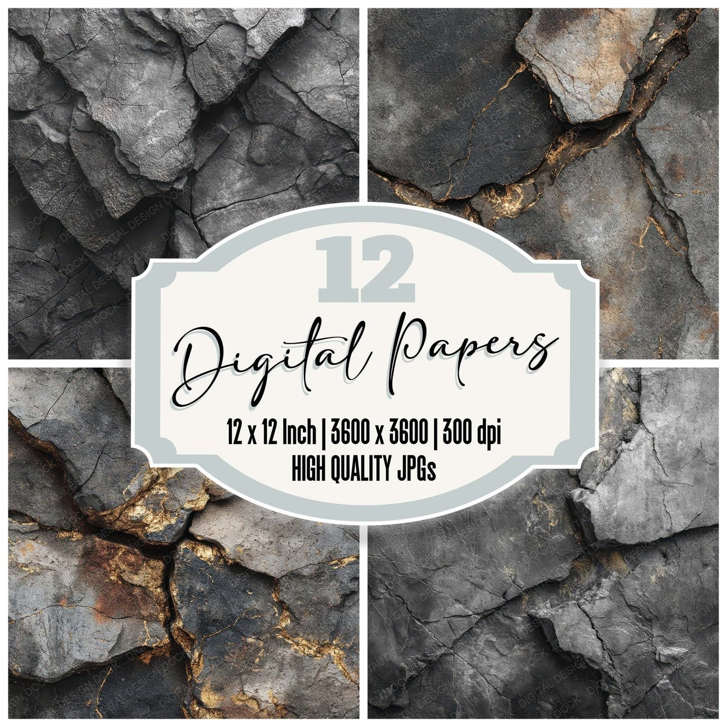 Volcanic Crack Obsidian Dust Digital Paper Pack (DDD004335)