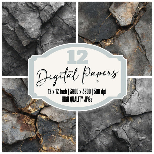 Volcanic Crack Obsidian Dust Digital Paper Pack (DDD004335)