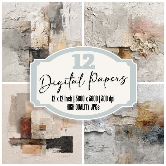 WabiSabi Neutral Brush Paper Fade Digital Paper Pack (DDD004338)