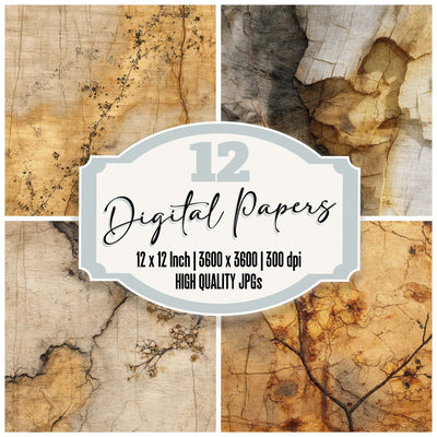 Walnut Crack Fossil Ink Bark Digital Paper Pack (DDD004340)