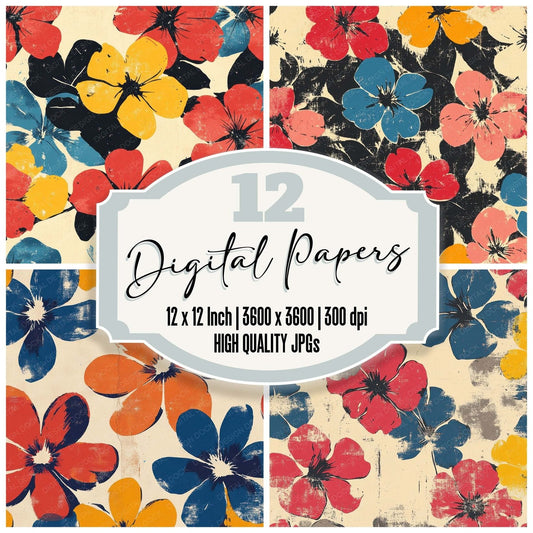 Warhol Gritty Flowers Digital Paper Pack (DDD004347)