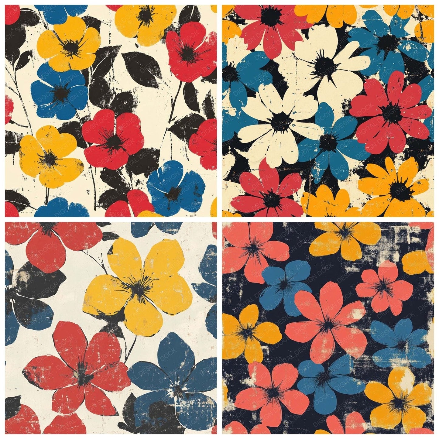 Warhol Gritty Flowers Digital Paper Pack (DDD004347)