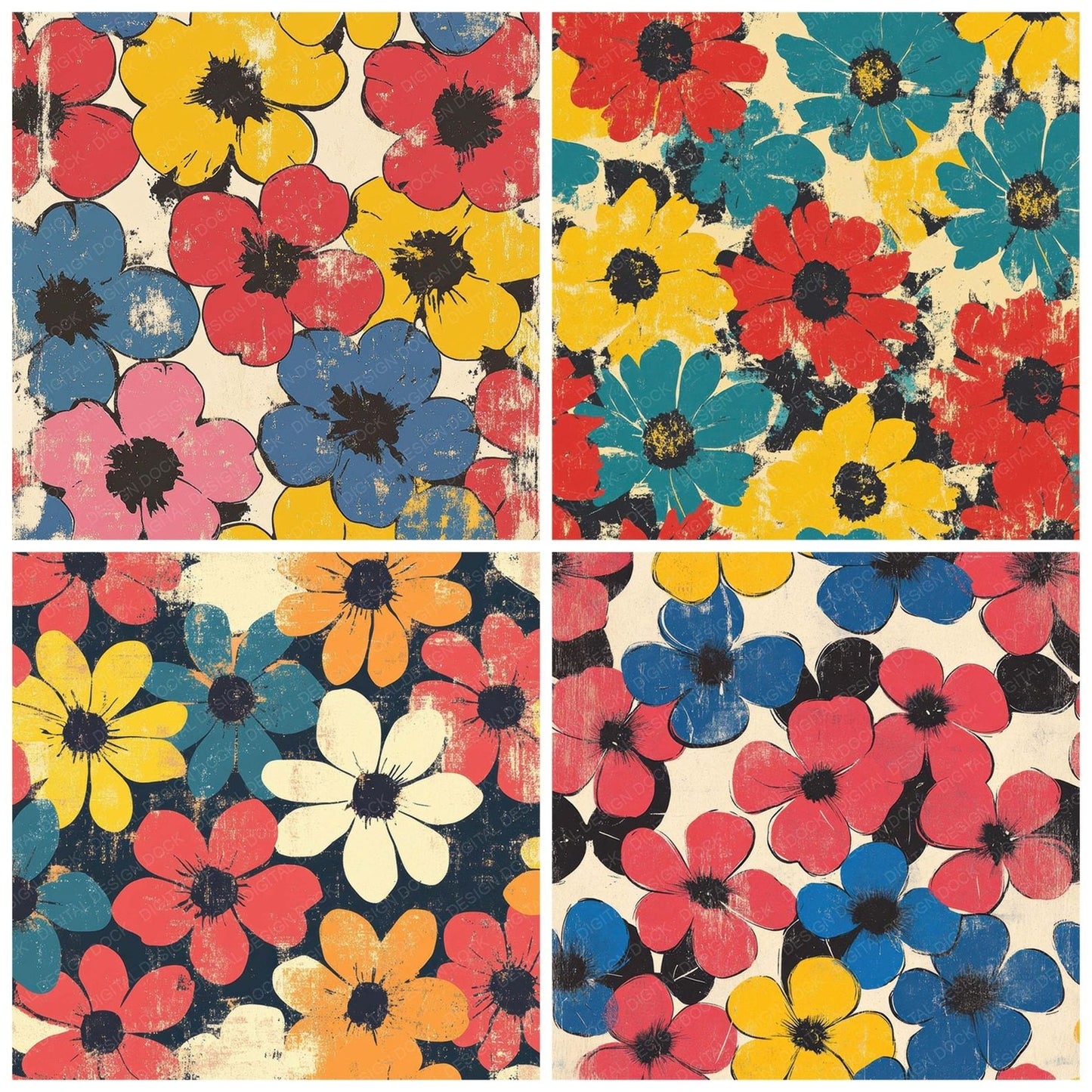 Warhol Gritty Flowers Digital Paper Pack (DDD004347)