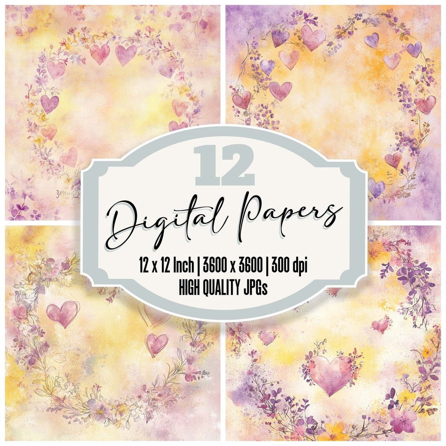 Warm Blooming Love Digital Paper Pack (DDD004348)