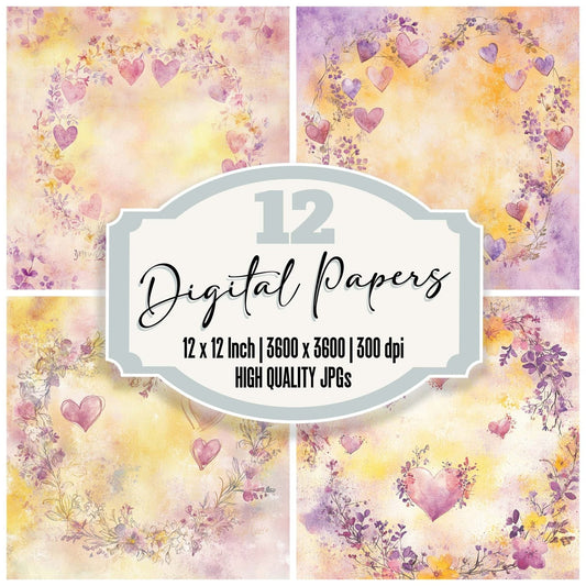 Warm Blooming Love Digital Paper Pack (DDD004348)