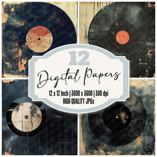 Warped Vinyl Records Background Digital Paper Pack (DDD004359)