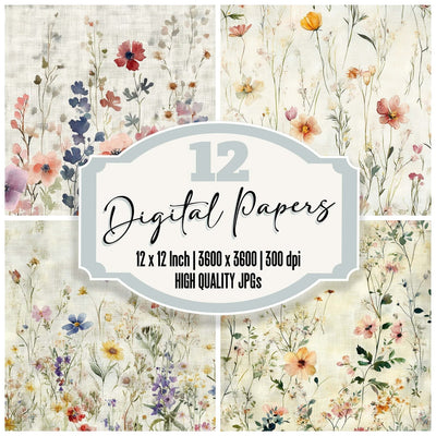 Wash Meadow Linen Digital Paper Pack (DDD004363)