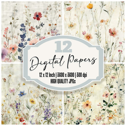 Wash Meadow Linen Digital Paper Pack (DDD004363)