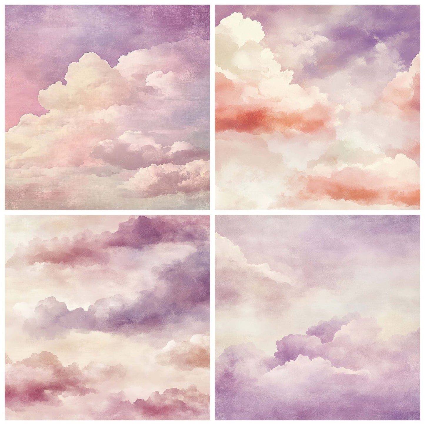 Watercolor Cloud Sky Digital Paper Pack (DDD004369)