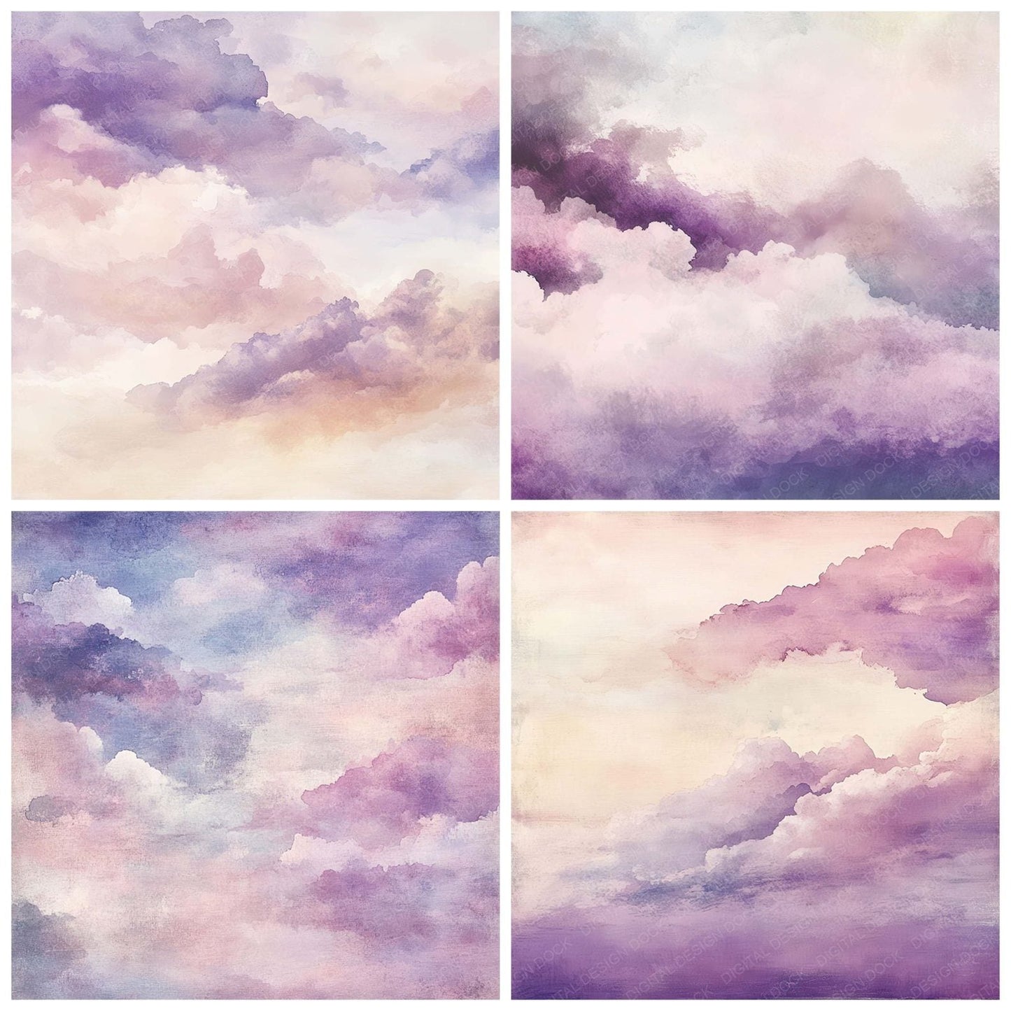 Watercolor Cloud Sky Digital Paper Pack (DDD004369)