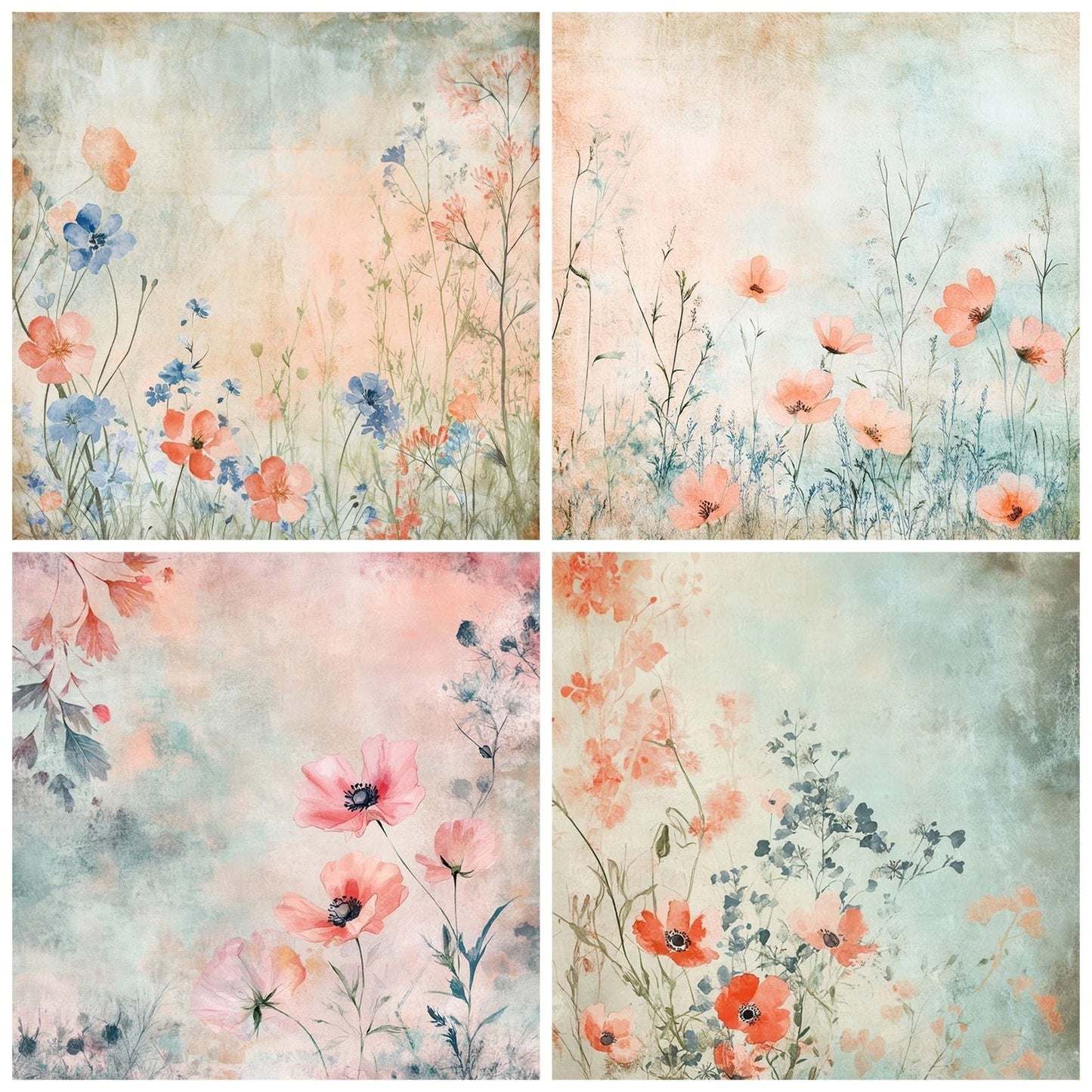 Watercolor Floral Mist Digital Paper Pack (DDD004370)