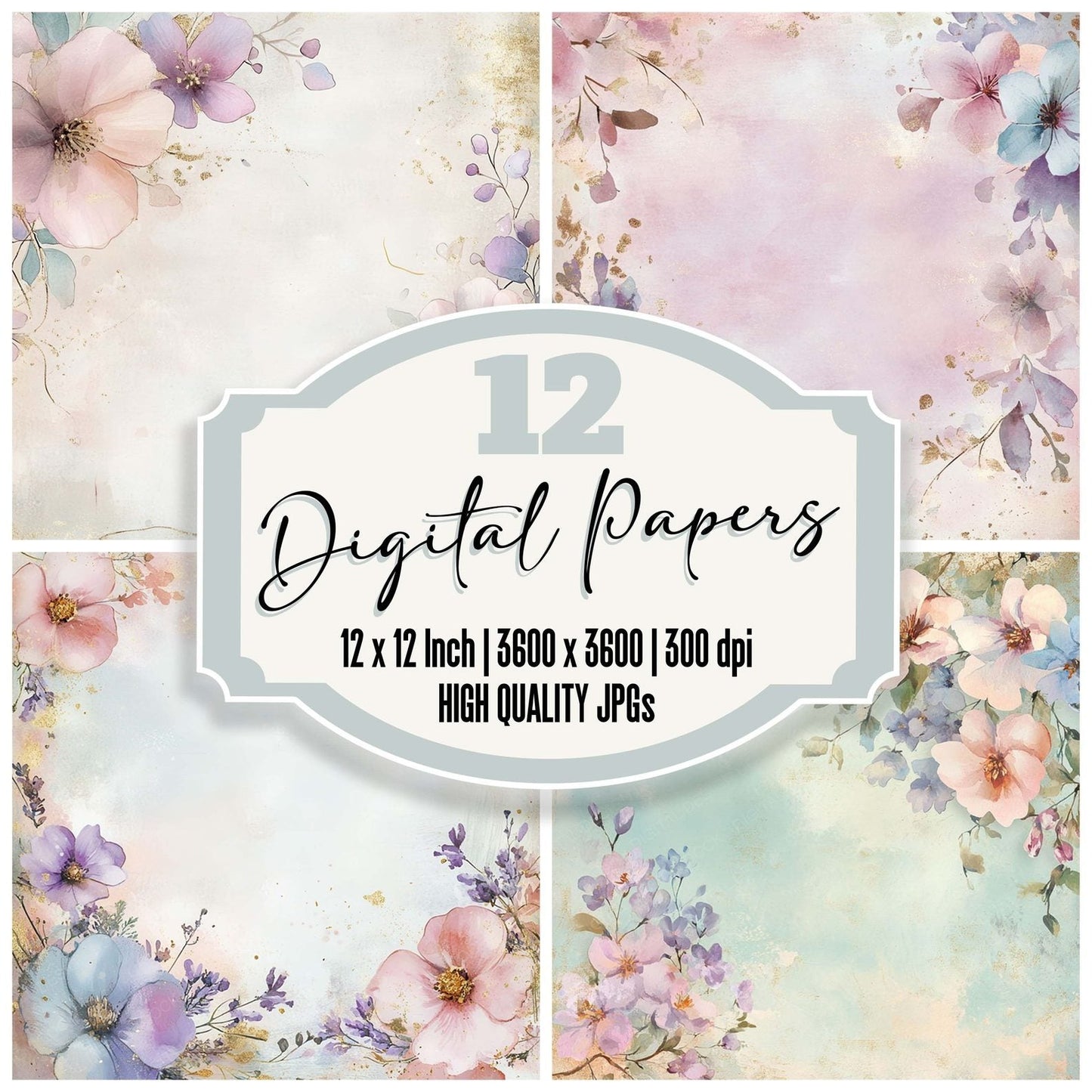 Watercolor Petals Digital Paper Pack (DDD004373)