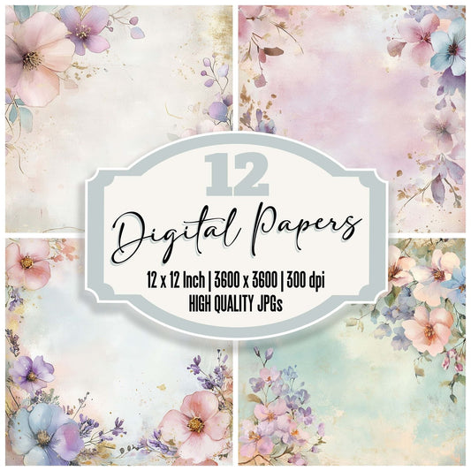 Watercolor Petals Digital Paper Pack (DDD004373)