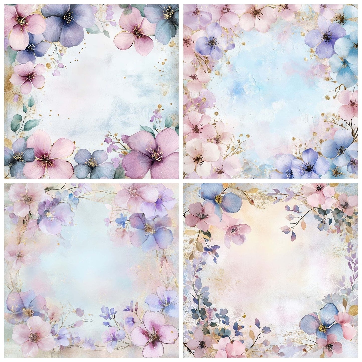 Watercolor Petals Digital Paper Pack (DDD004373)