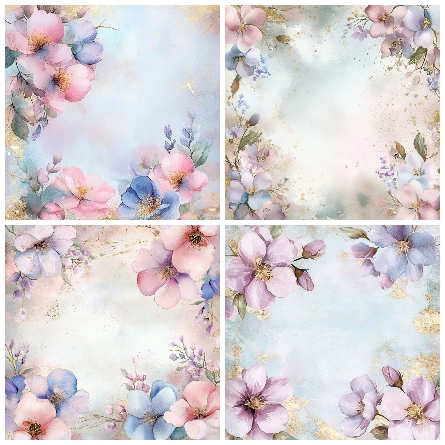 Watercolor Petals Digital Paper Pack (DDD004373)