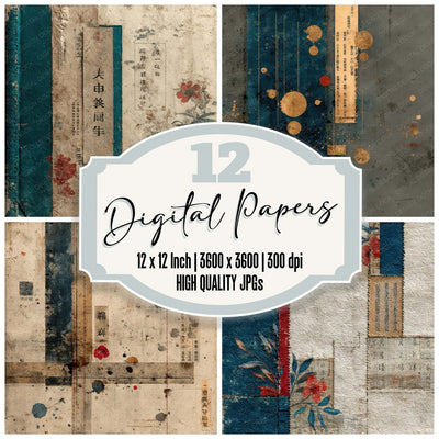 Watoji Stitch Washi Book Ink Digital Paper Pack (DDD004377)