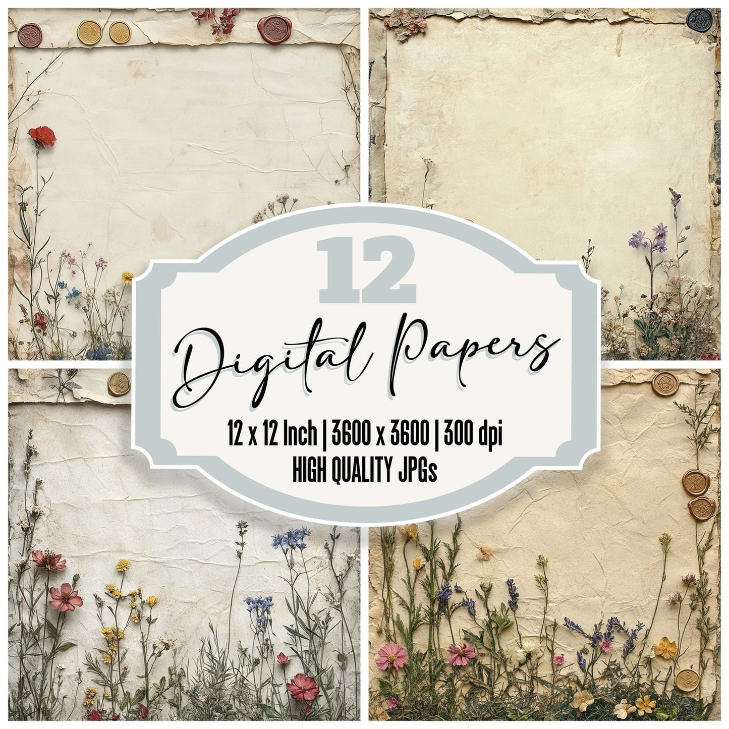 Wax Wildflower Border Digital Paper Pack (DDD004381)