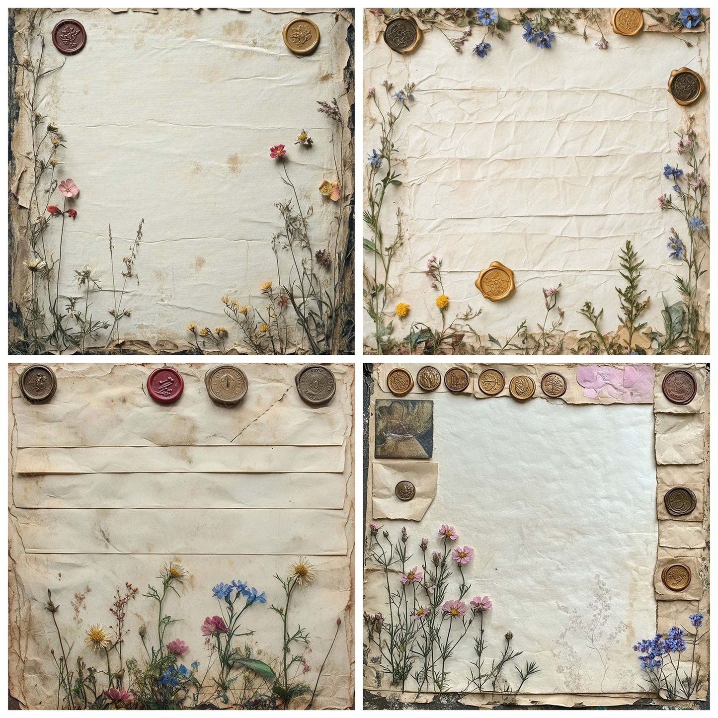 Wax Wildflower Border Digital Paper Pack (DDD004381)