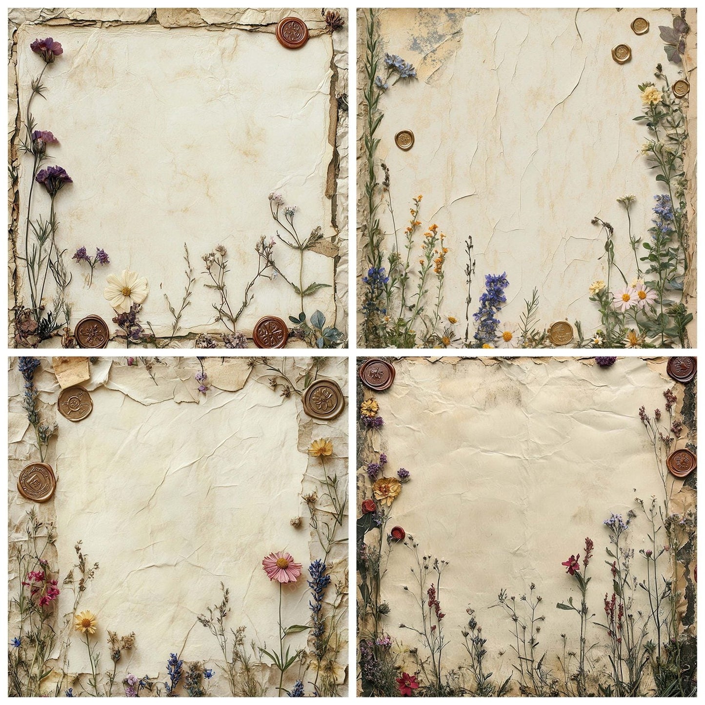 Wax Wildflower Border Digital Paper Pack (DDD004381)