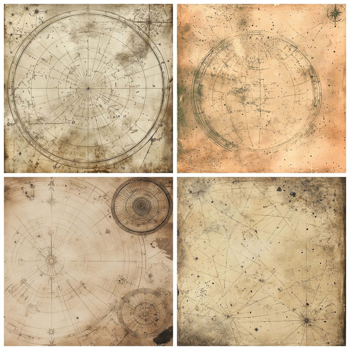 Weathered Astronomical Charts Background Digital Paper Pack (DDD004383)