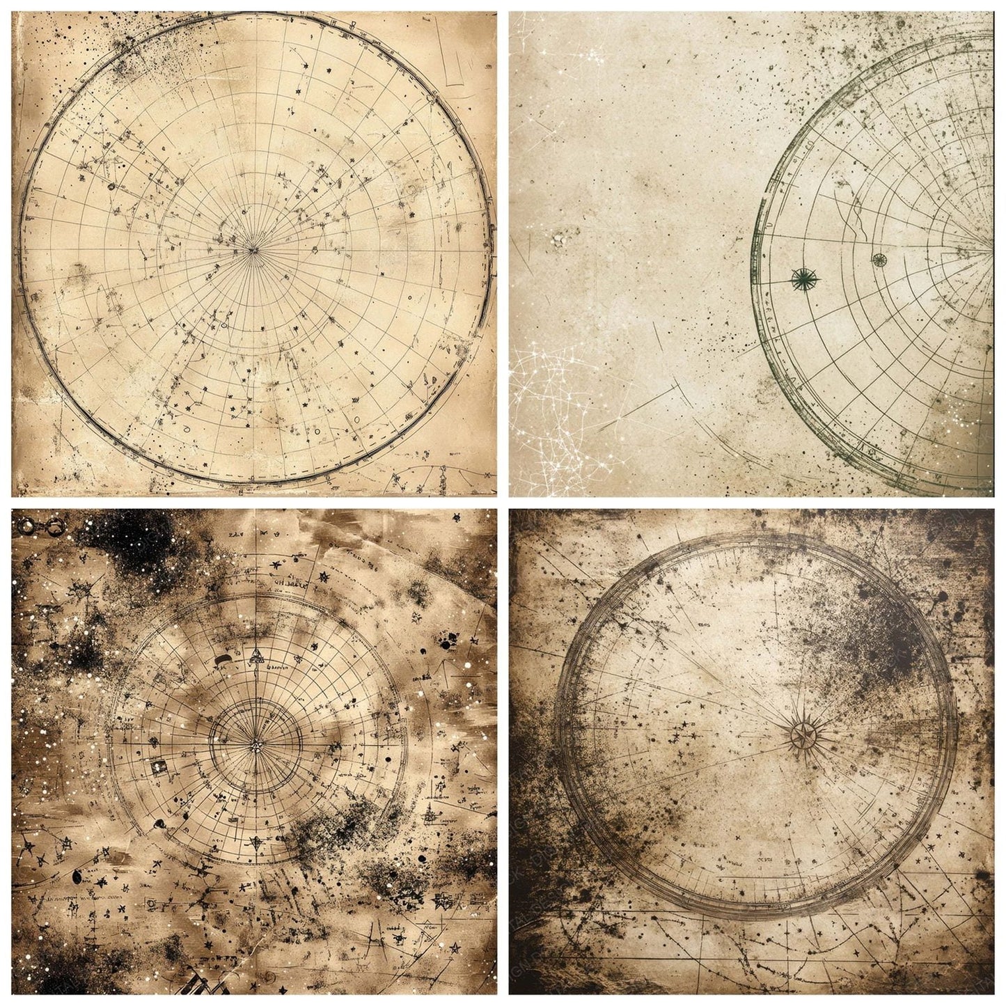 Weathered Astronomical Charts Background Digital Paper Pack (DDD004383)