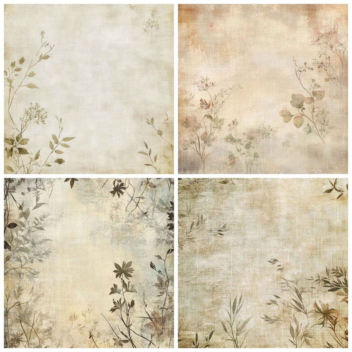 Weathered Botanical Linen Background Digital Paper Pack (DDD004384)