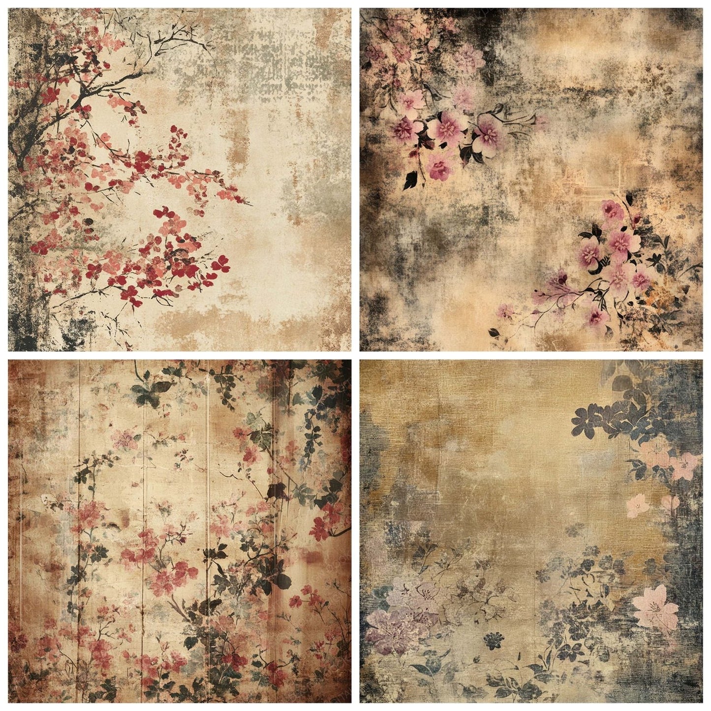 Weathered Kimono Silk Background Digital Paper Pack (DDD004385)