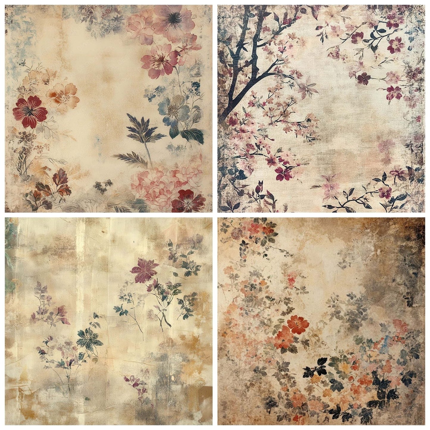 Weathered Kimono Silk Background Digital Paper Pack (DDD004385)