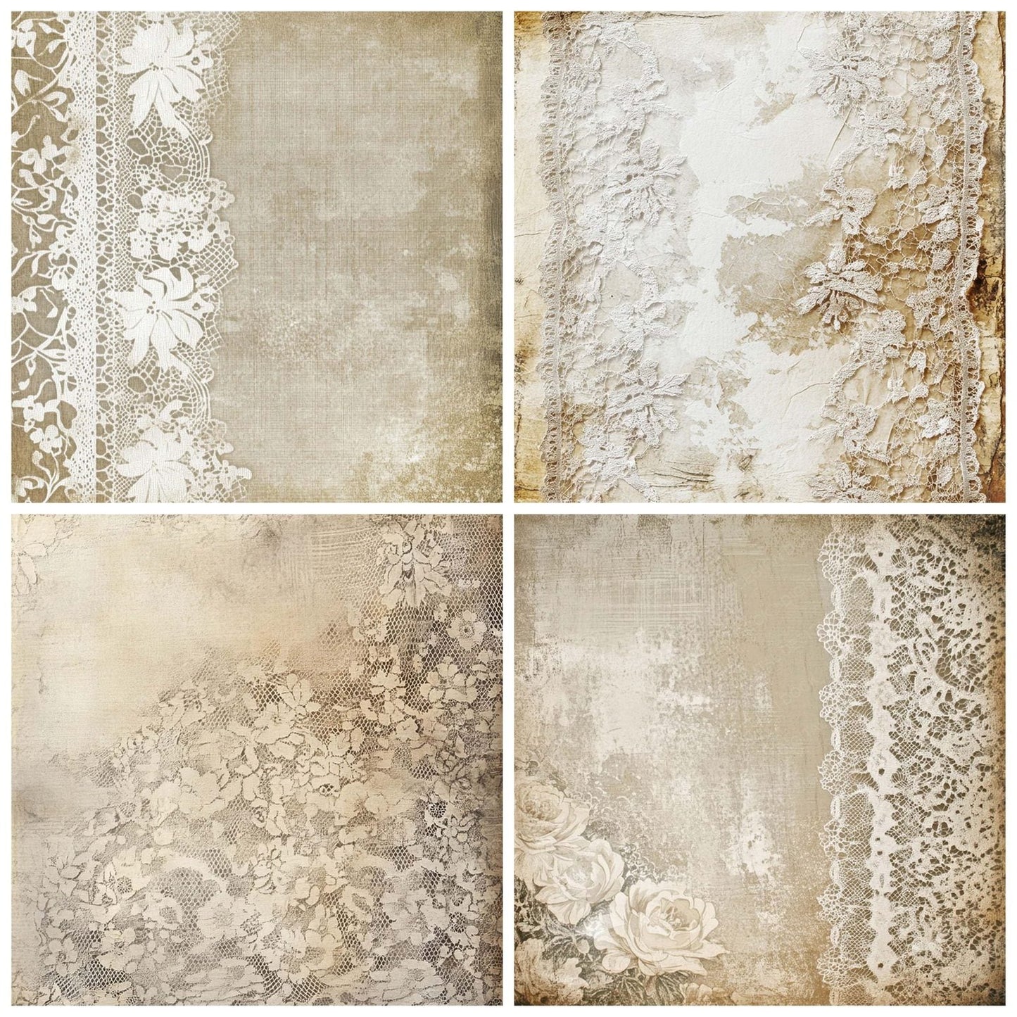Weathered Lace Florals Background Digital Paper Pack (DDD004386)