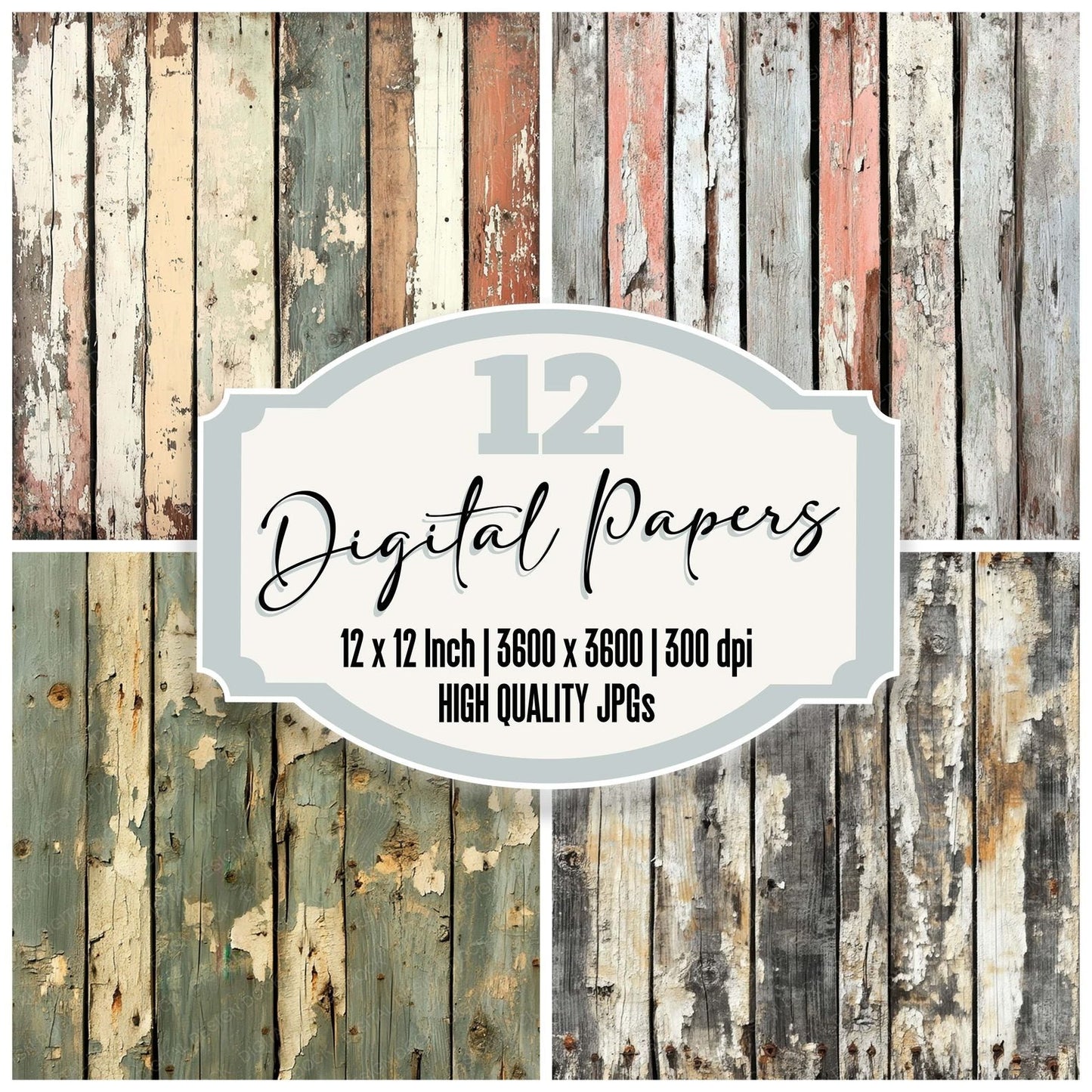 Weathered Wood Background Digital Paper Pack (DDD004390)