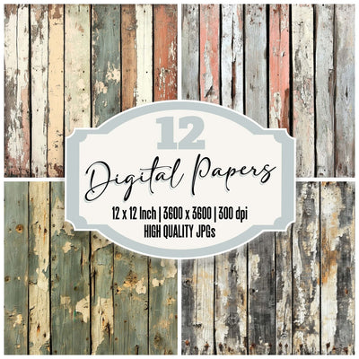 Weathered Wood Background Digital Paper Pack (DDD004390)
