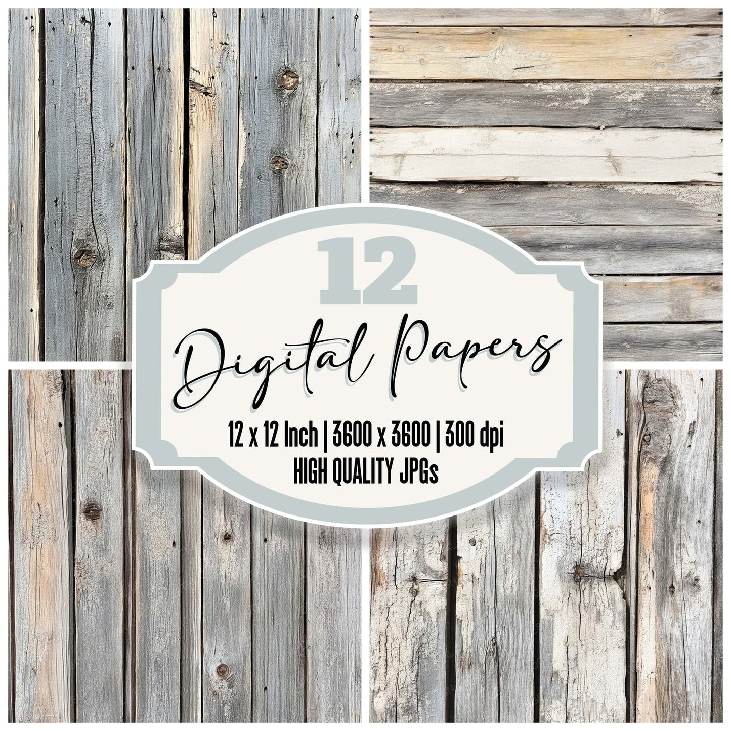 Weathered Wooden Panel Digital Paper Pack (DDD004391)