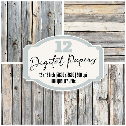 Weathered Wooden Panel Digital Paper Pack (DDD004391)