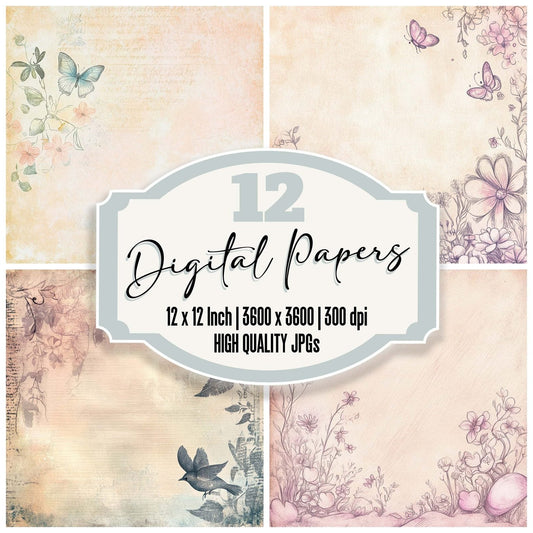 Whimsical Storybook Illustrations Background Digital Paper Pack (DDD004400)
