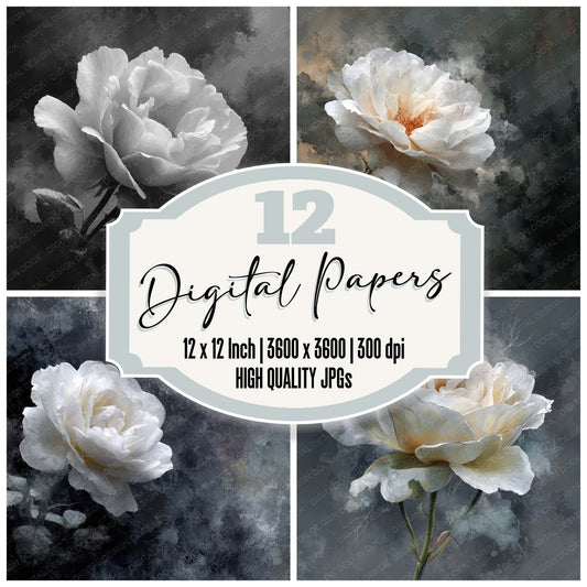 White Rose Cloud Digital Paper Pack (DDD004407)