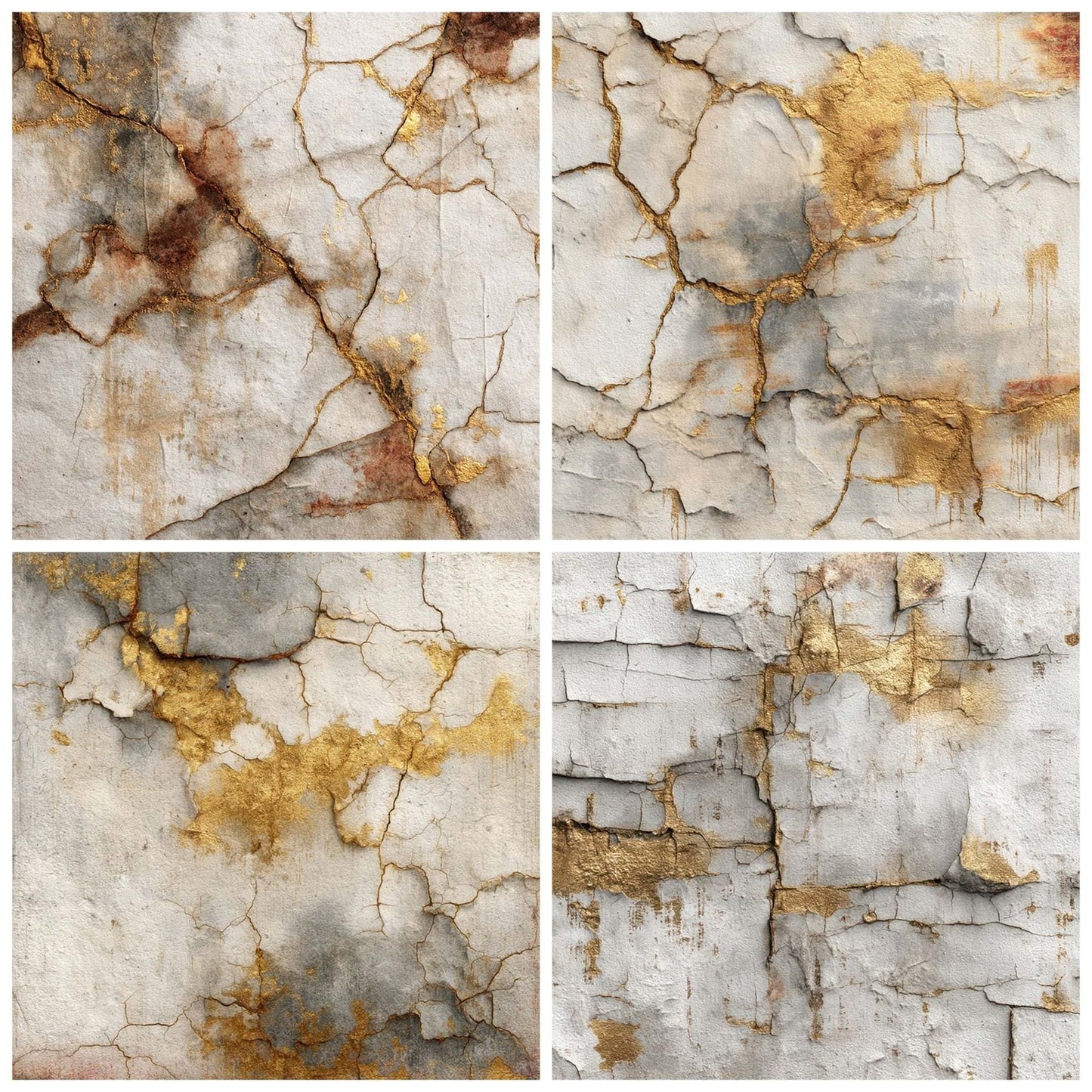 White Rust Gold Typewash Digital Paper Pack (DDD004408)